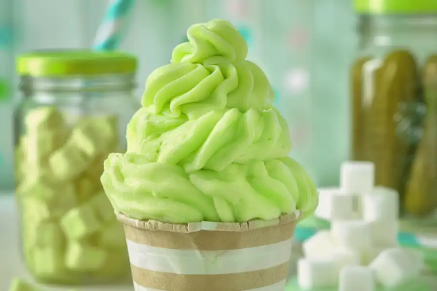 Pickle cotton candy fluffy green treat