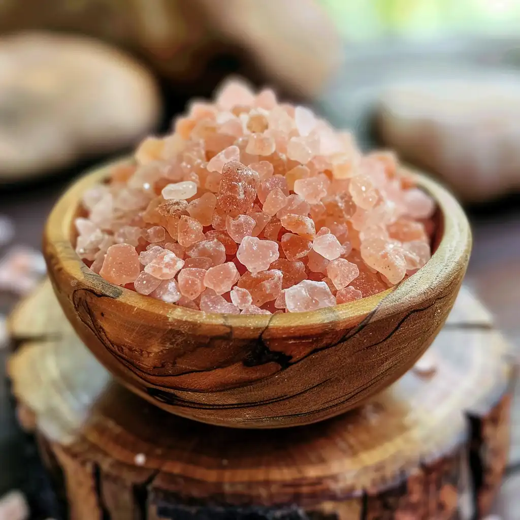 Pink Himalayan salt crystals for metabolism support